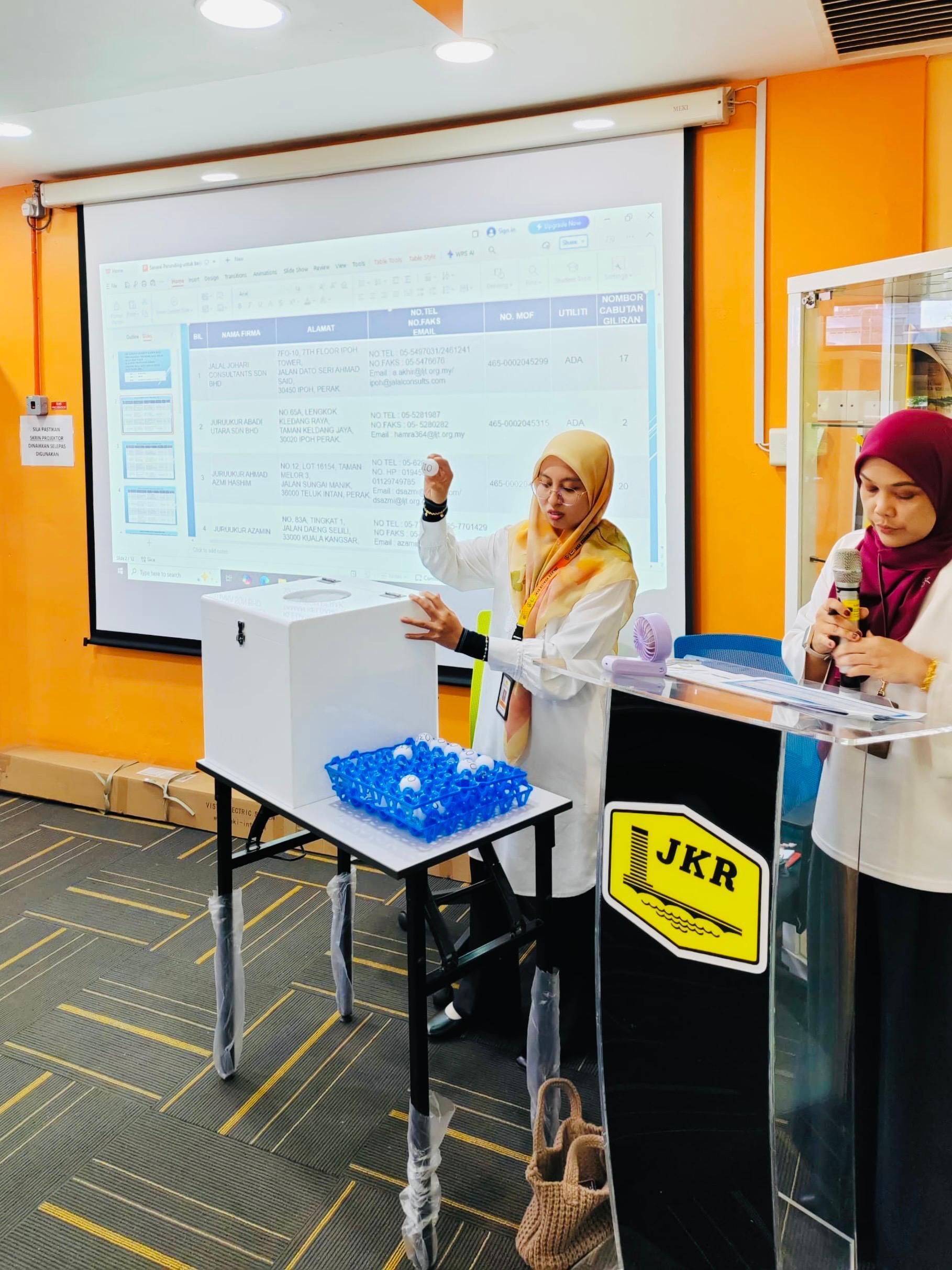 Sesi Cabutan Nombor Giliran Bagi Perkhidmatan Perunding Untuk Kerja-Kerja Ukur Tanah Di Bawah Peruntukan Negeri Jabatan Kerja Raya Negeri Perak Bagi Tahun 2026